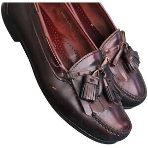 NORDSTROM Dark Brown Leather Loafers Dress Shoes Mens 9 EEE Wide Tassel Kiltie